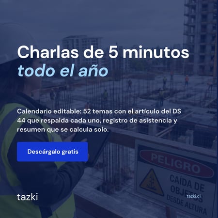 Calendario anual de charlas de 5 minutos DS 44 en Excel